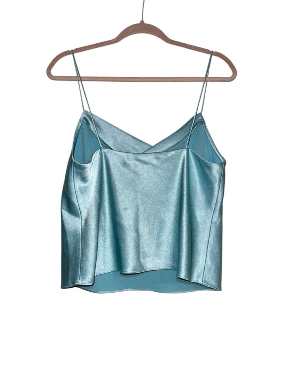 Alice + Olivia Harmon Cowl Neck Light Blue Satin Camisole MEDIUM - Picture 4 of 8